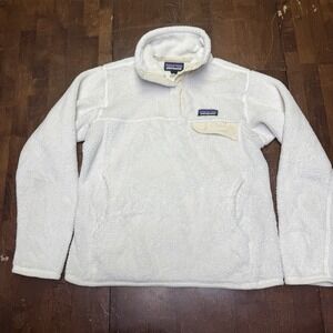 Patagonia‎ Re-Tool Snap-T Fleece Pullover Womens Small White Sweater Polartec